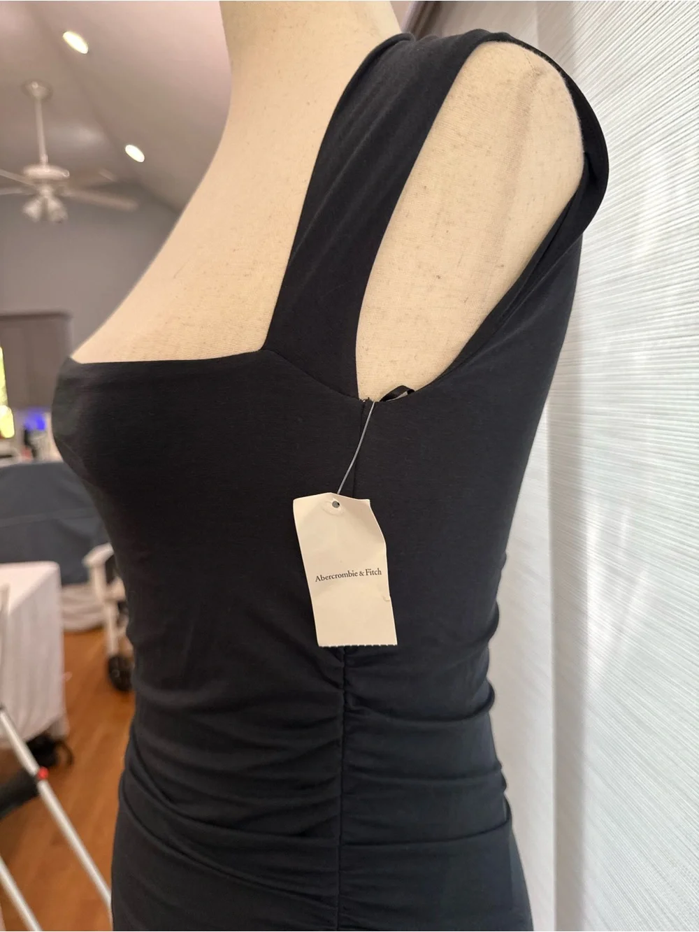 Abercrombie & Fitch Black Square-Neck Maxi dress with Cap Shoulders